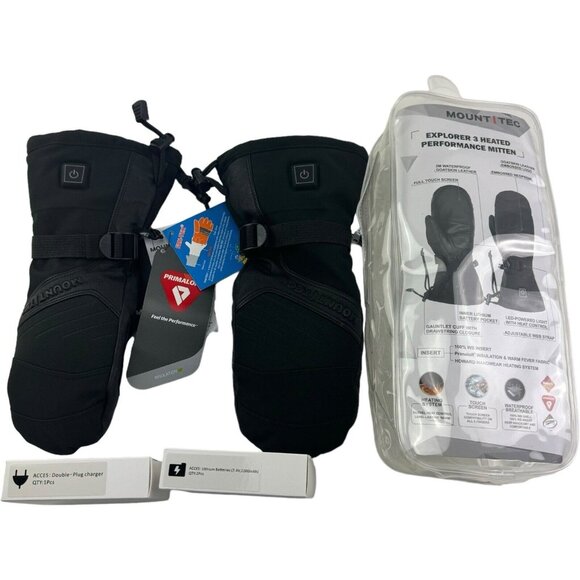 NWT Mount Tec Black Explorer 3 Heated Performance MIttens Size Large